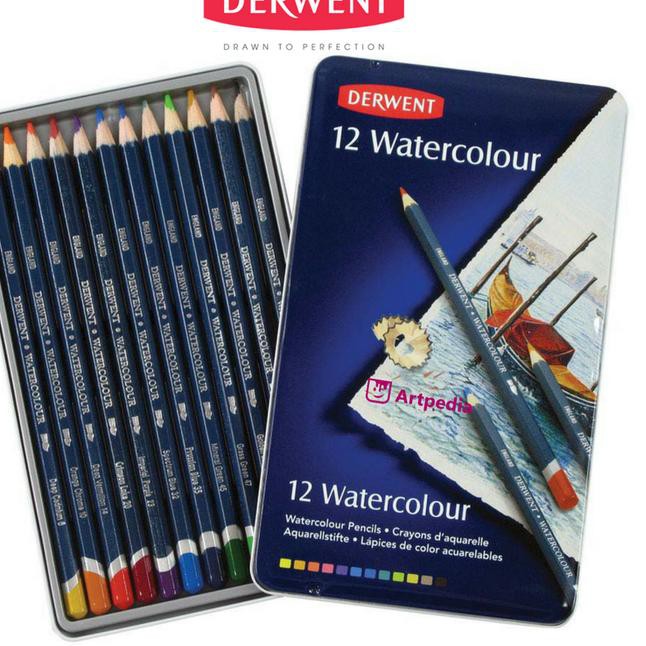 

✿✵SUPER HOT♖Derwent Watercolour Pencil Tin 12 - Pensil Derwent Set 12☀