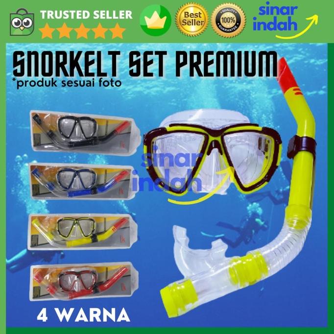 SET ALAT SNORKELING SNORKEL SNORKLING DIVING SELAM PREMIUM PU IMPORT - Kuning