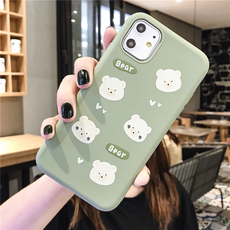Beruang kartun lucu Hijau soft Case Xiaomi Redmi NOTE9 NOTE9pro NOTE8 NOTE8 Pro NOTE7 NOTE7 Pro NOTE6Pro NOTE6  NOTE5A NOTE5 NOTE5Pro Note4X Redmi Note4 Redmi 8 Redmi 8A Redmi 7A Redmi 6Pro/A2 Lite Redmi 6A Redmi 6 Redmi 5A Redmi 5plus Redmi 5-3