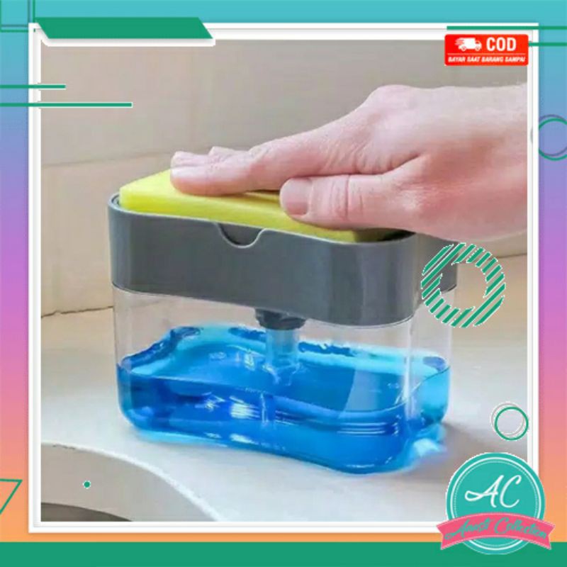 Box tempat sabun cuci piring dispenser busa spon tempat pompa sabun Holder spons 2in1