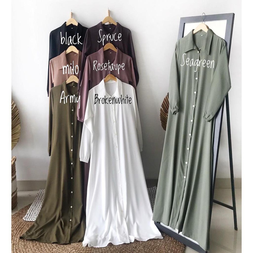 GAMIS NIDIA FULL KANCING BUSUI BUMIL DRESS MOSCREPE BAJU GAMIS TERBARU//Gamis wanita G.9001