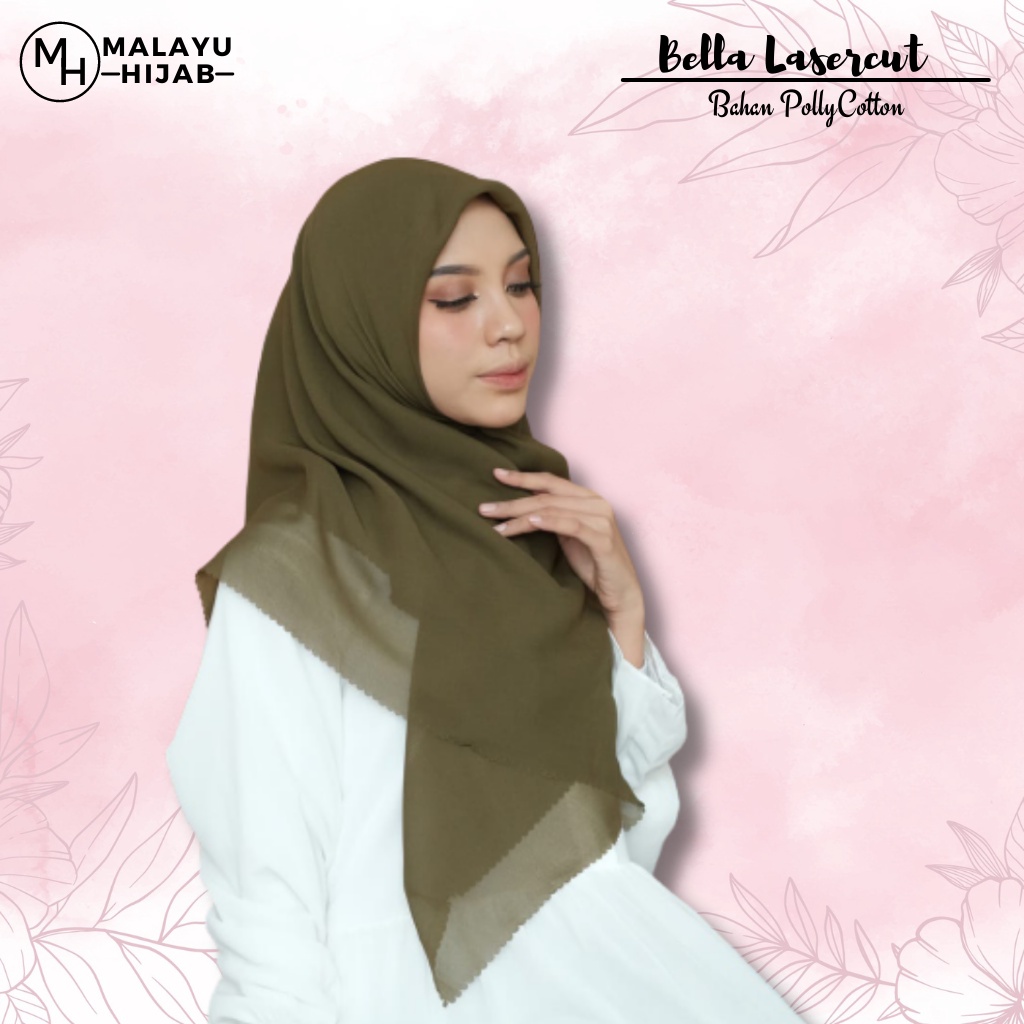 MALAYU HIJAB Kerudung Hijab Jilbab Segiempat Bella Square Lasercut Laser Cut Fashion Muslim Wanita B