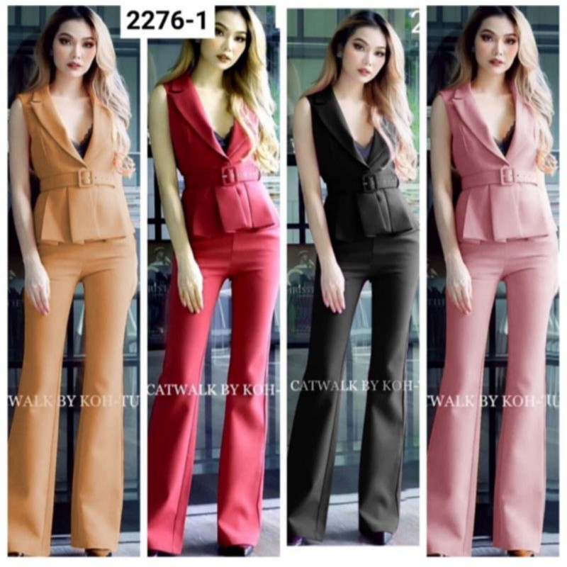 Setelan Peplum Mulan + belt Scuba