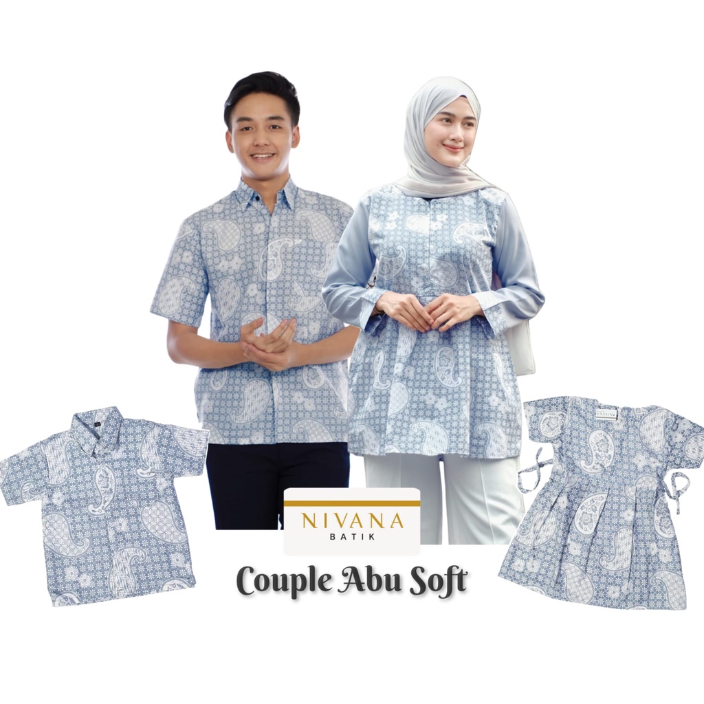 Batik Couple Keluarga ABU SOFT KEONG PASTEL Nivana Batik