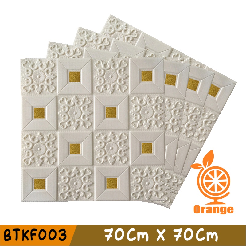 Wallpaper Dinding 70x70cm 3D Foam Wallstiker BTKF003 Brick Foam Sticker Dinding Batik-BTK003-GOLD-70X70CM