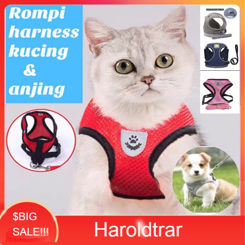 NEW Harness rompi +Tali Kucing Dan Rompi Tali Anjing Yang Bisa Disesuaikan