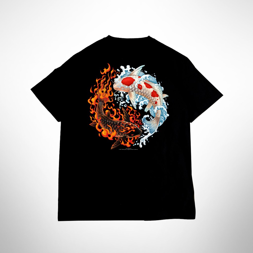 Tshirt Kaos Japan Vibes Teefortyone Yin Yang Koi Fire and Water