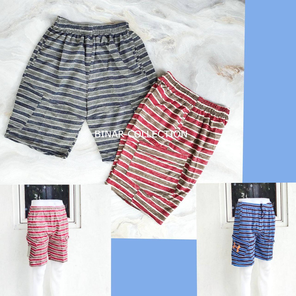 EN 11- Celana Pendek kolor bergaris L / XL / Allsize pria santai kolor laki laki murah / celana harian cowok