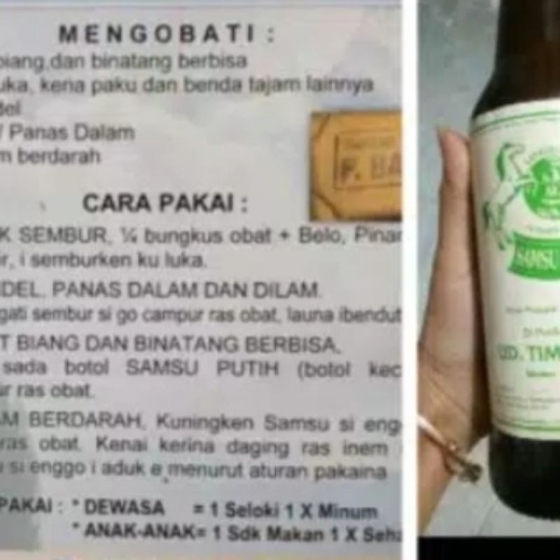 

Paket lengkap"Samsu putih+Tawar bulan jahe+Kuning/Parem serdang