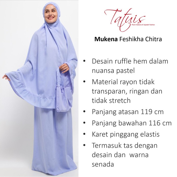 Mukena wanita TATUIS - Mukena Feshikha Chitra ( mukena ruffle / mukena rayon ) - ungu muda Mukena wa