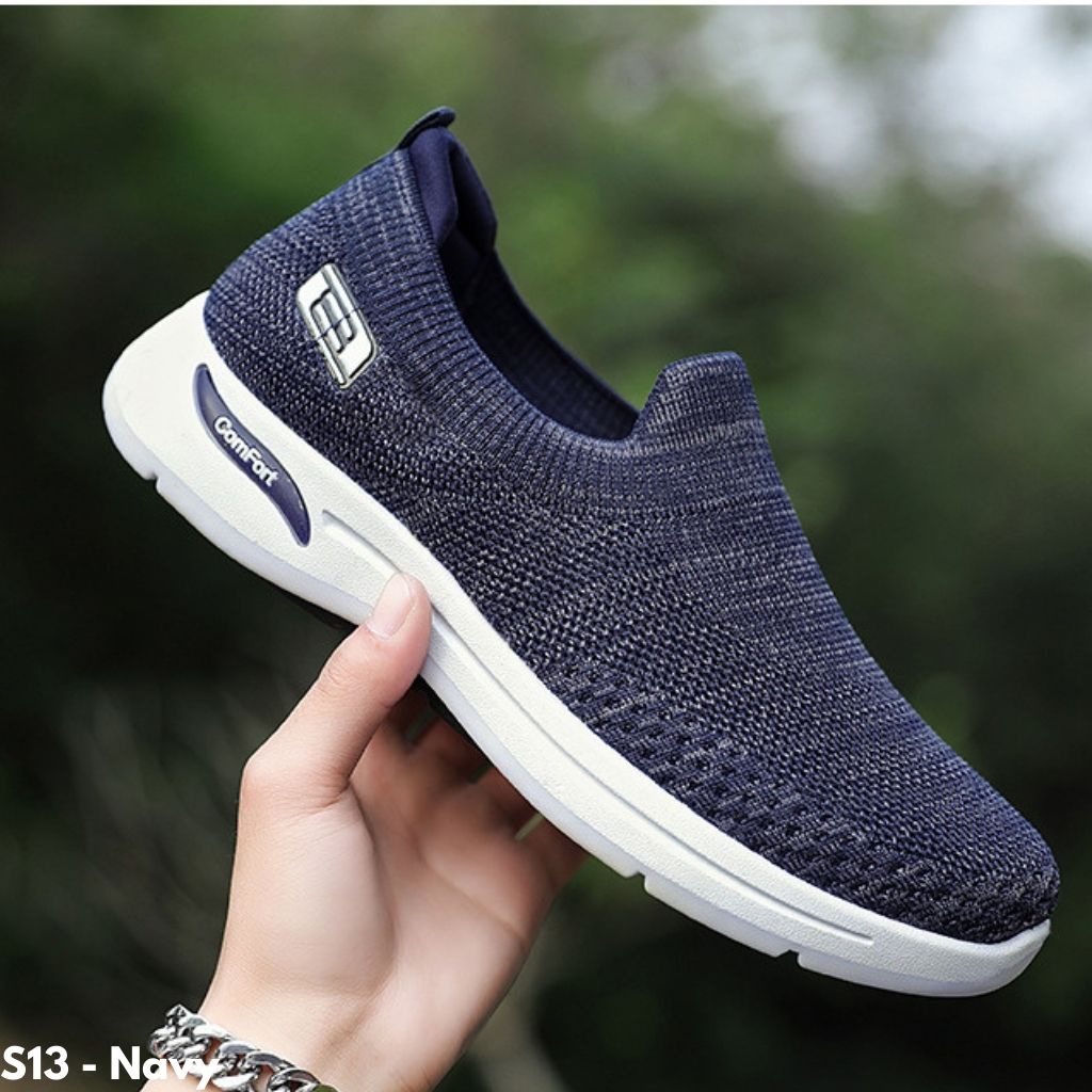 SEPATU SNEAKERS PRIA TANPA TALI IMPORT BRANDED NYAMAN LARI OLAHRAGA ANTI SLIP S13