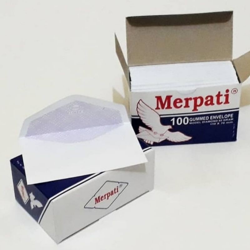 ( Pak 100 Lembar ) AMPLOP MERAH PUTIH - MERPATI POLOS KECIL / GARDA 104 / 90 PUTIH POLOS / AIRMAIL - WHITE ENVELOPE LETTER