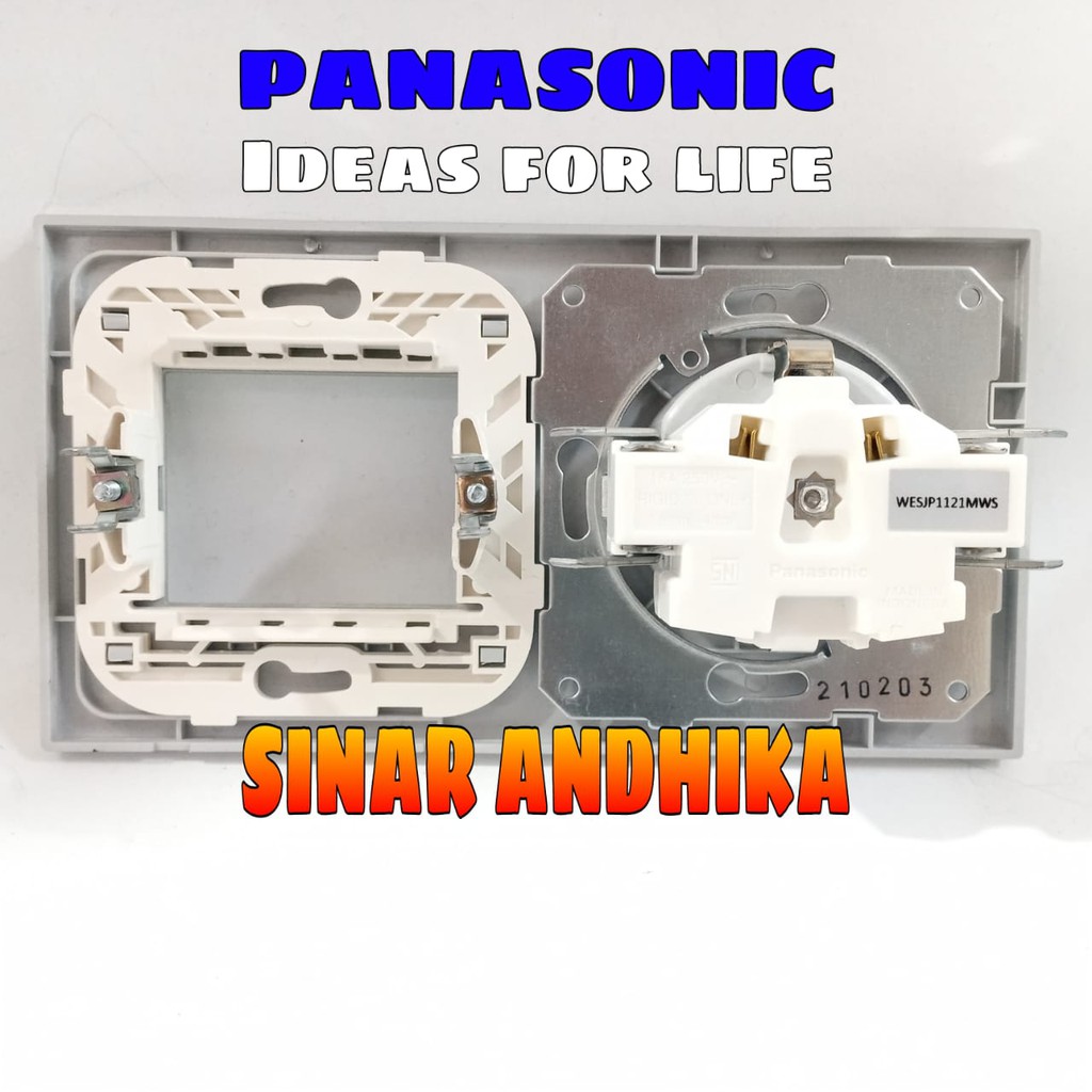 STOP KONTAK SINGLE (CP) + FRAME SAKLAR SILVER STYLE E PANASONIC WESJP 11212MWS
