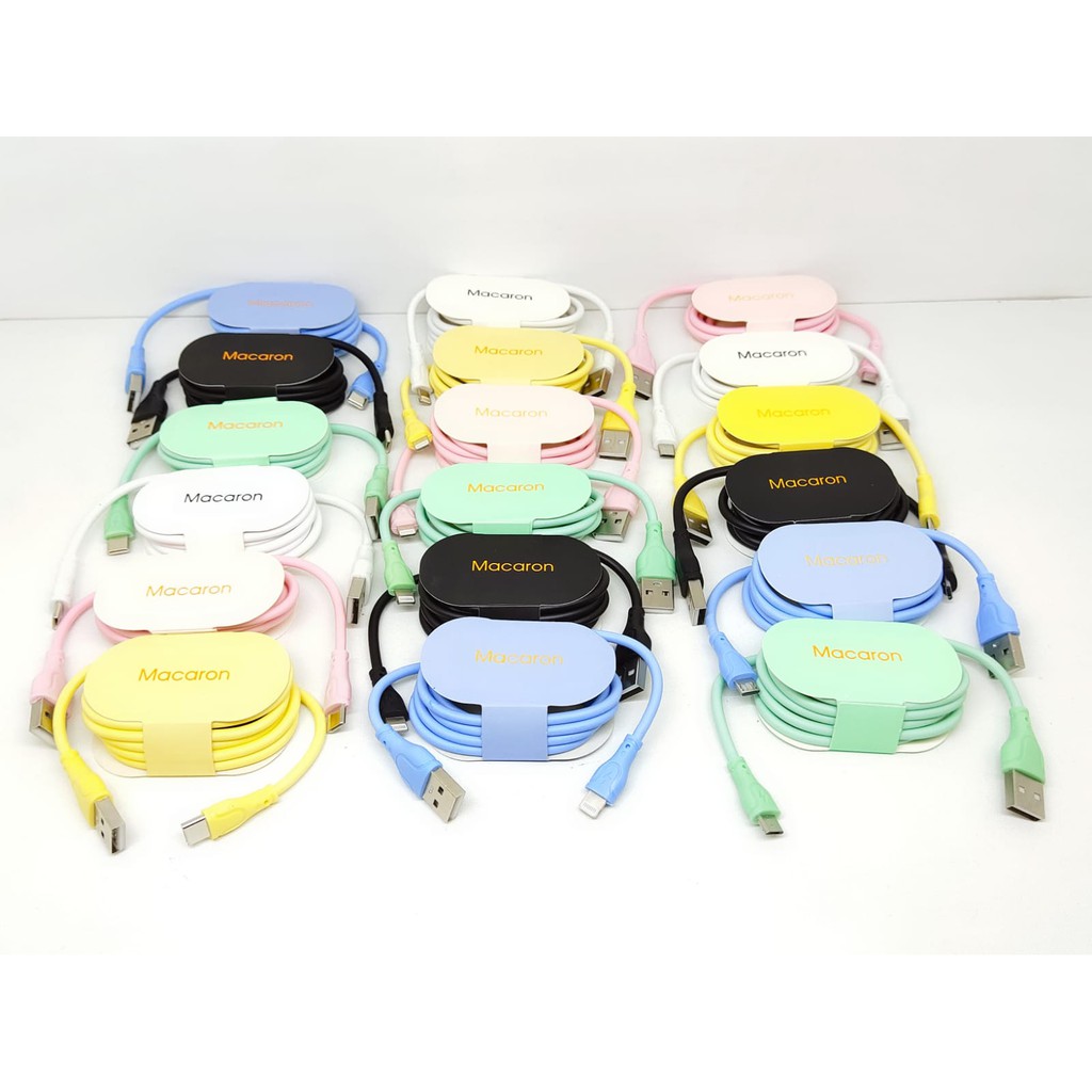 DCM Data Cable MACARON 2.4A Fast Charging Kabel Casan Micro iPhone TypeC Kabel Data Bulat