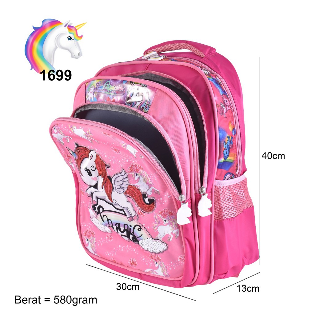 Tas Cartoon Sekolah Lampu 1699 Tas Anak Perempuan (Frozen,Hello Kitty,LOL,My Little Pony,Unicorn)