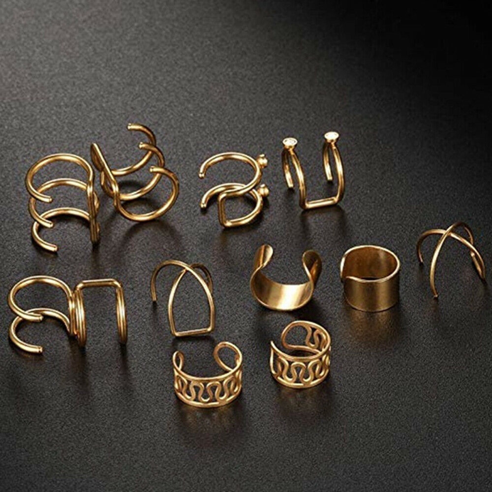 Set Anting Klip Tanpa Tindik Bahan Metal Untuk Wanita