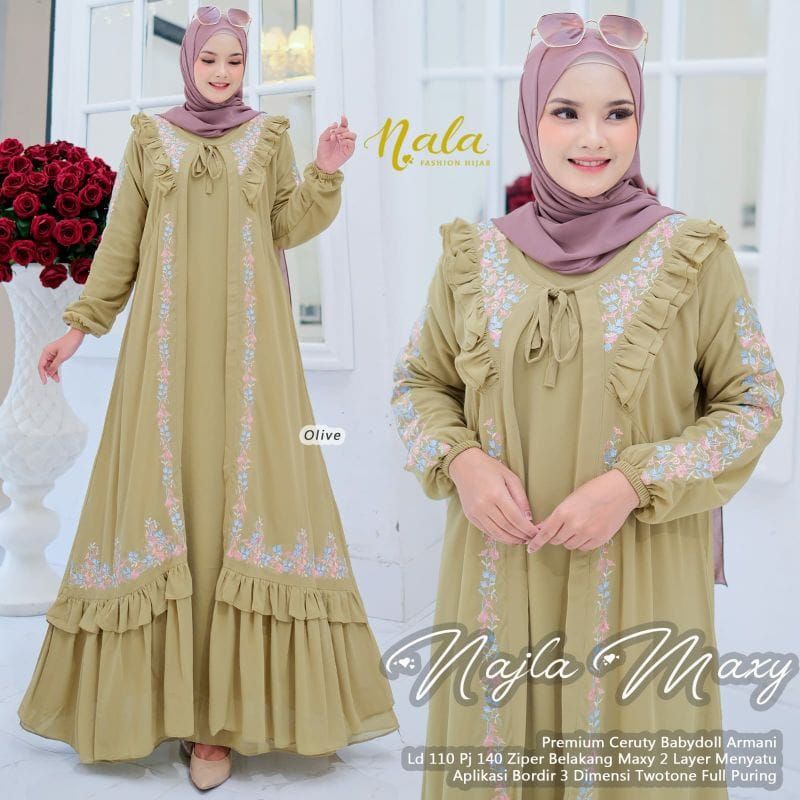 Najla maxy // gamis ceruty bordil // gamis terbaru // BISA COD