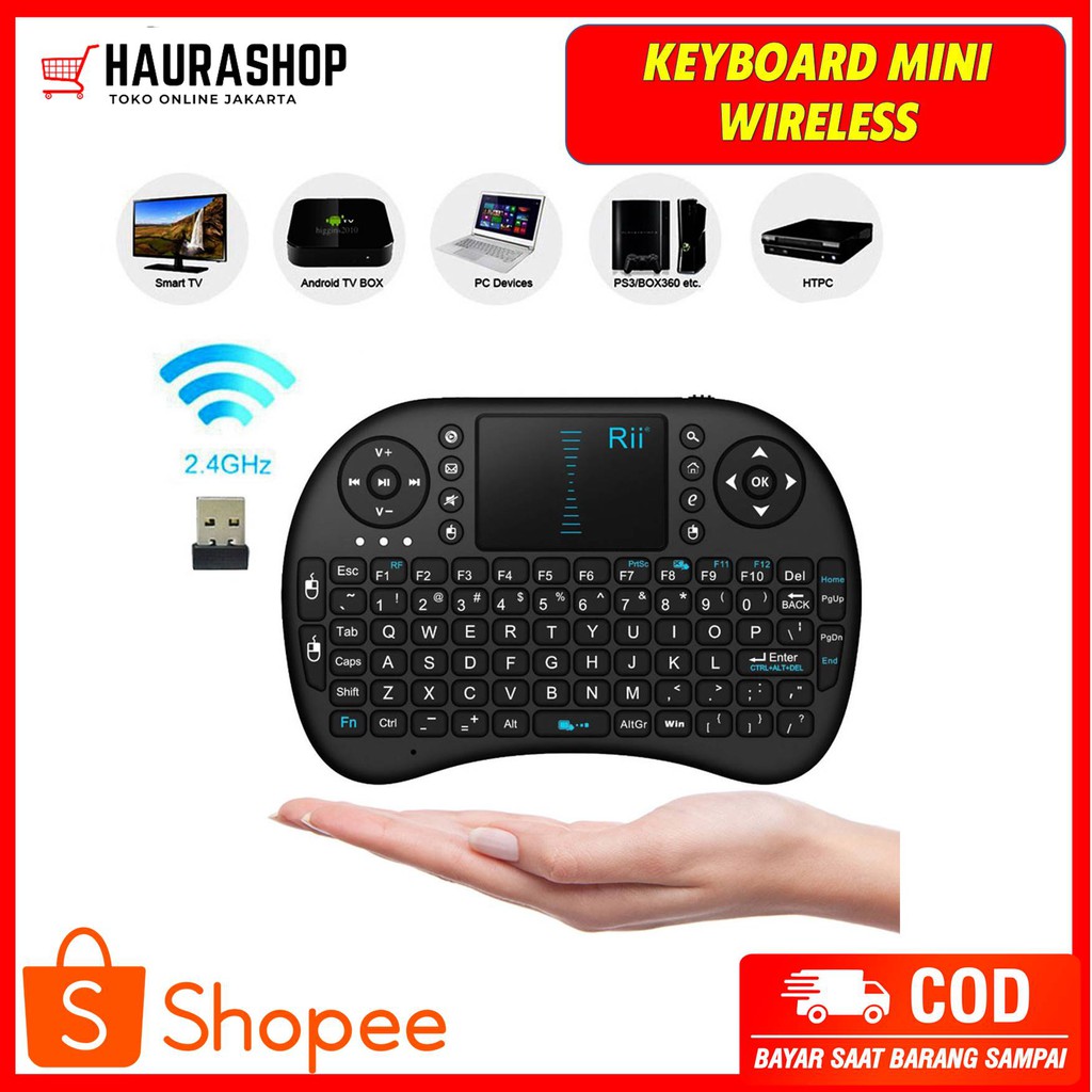 Keyboard Keypad Mini Wireless 2.4GHz Touch Pad Fungsi Mouse i8