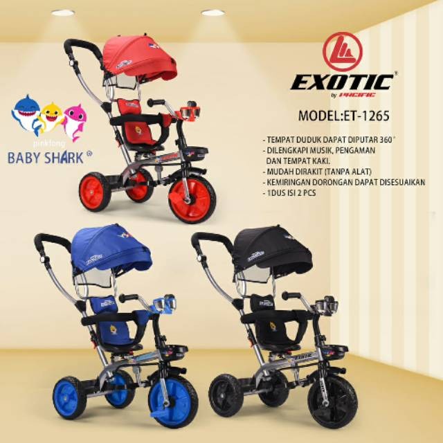 Exotic Sepeda Anak Roda 3 ET 1265 Shark (Tersedia varian warna)