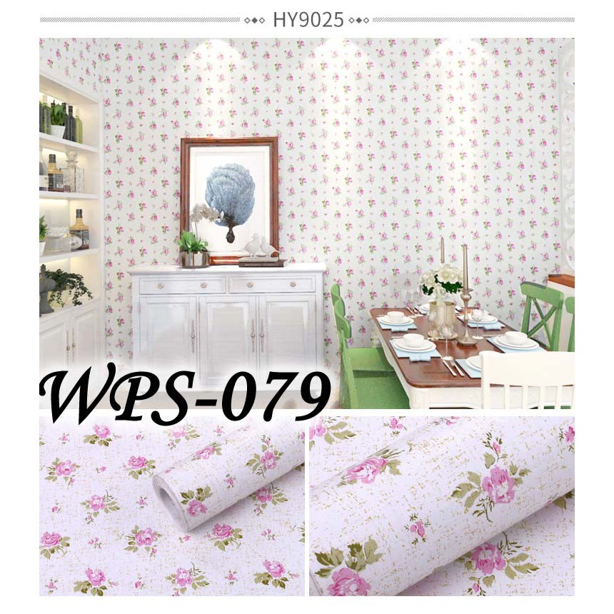 METH WALLPAPER STICKER WPS079 WHITE N LITTLE FLOWER GOLD 