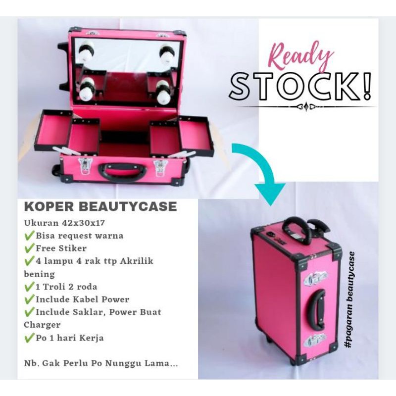 Beautycase/Koper Make Up 43cm full miror + Tutup Akrilik