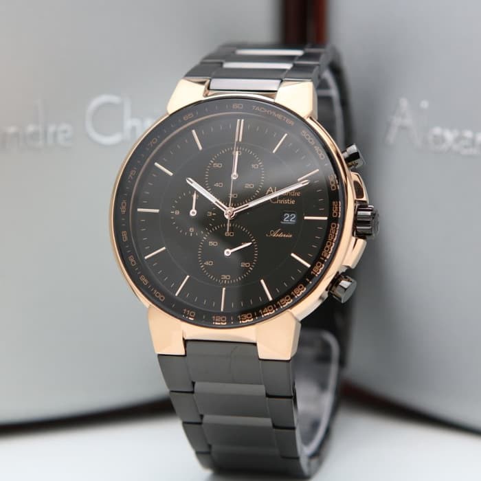 JAM TANGAN PRIA ALEXANDRE CHRISTIE AC 6462 ROSEGOLD BLACK ORIGINAL GARANSI RESMI 1 TAHUN