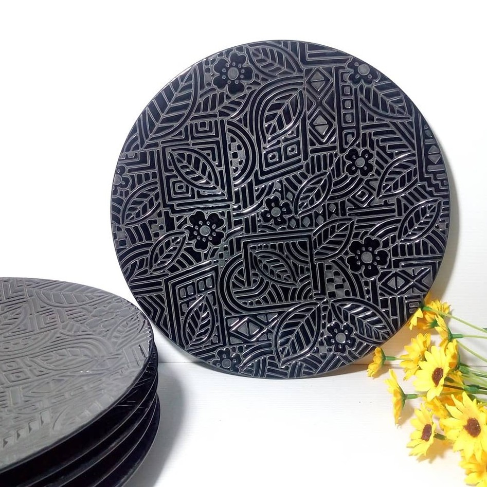 00452 Piring Makan Keramik Motif Emboss 27cm/ Piring Keramik / Piring Makan Ceper / Piring Makan Ker
