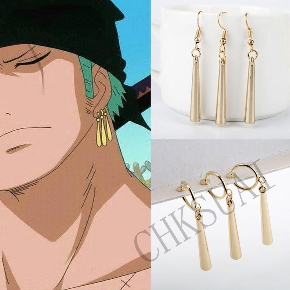 Japón Anime Cosplay Roronoa Zoro Pendientes Moda Dibujos Animados Accesorios De Joyería