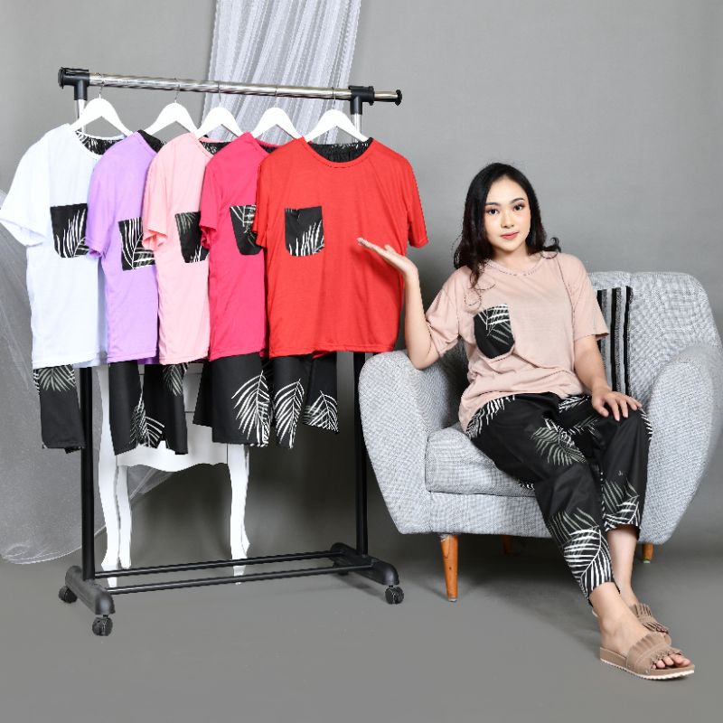 Baju Tidur Piyama Wanita/Cewek Dewasa CP Oblong Celana Panjang Kombinasi Kekinian