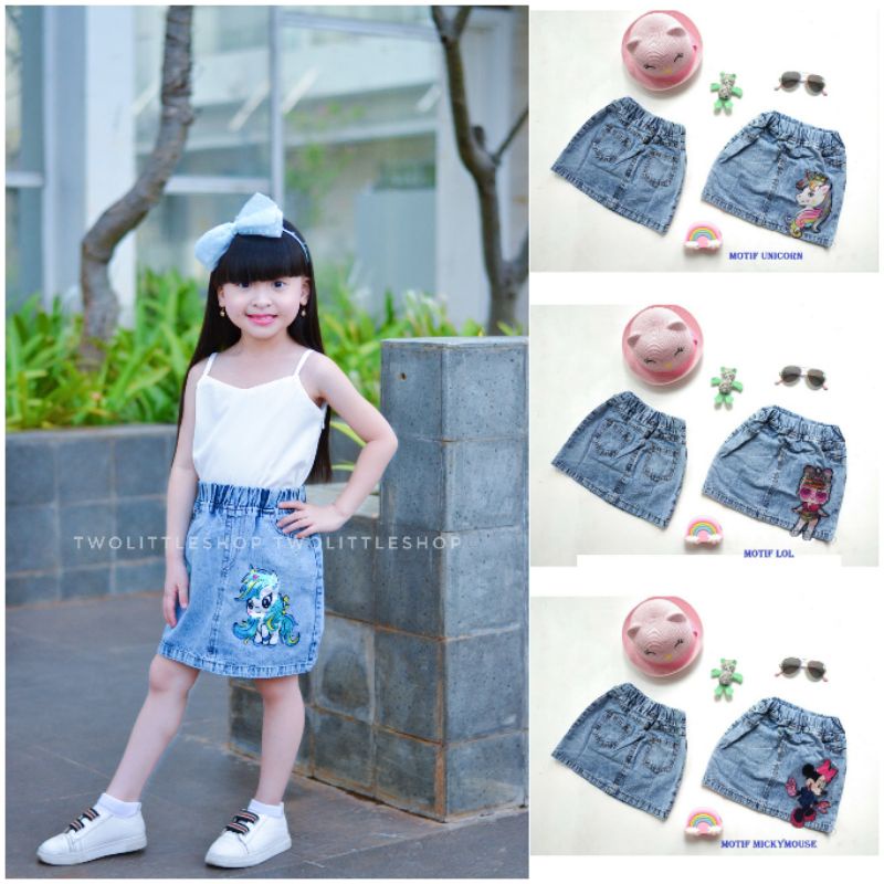 Rok jeans anak pendek snow