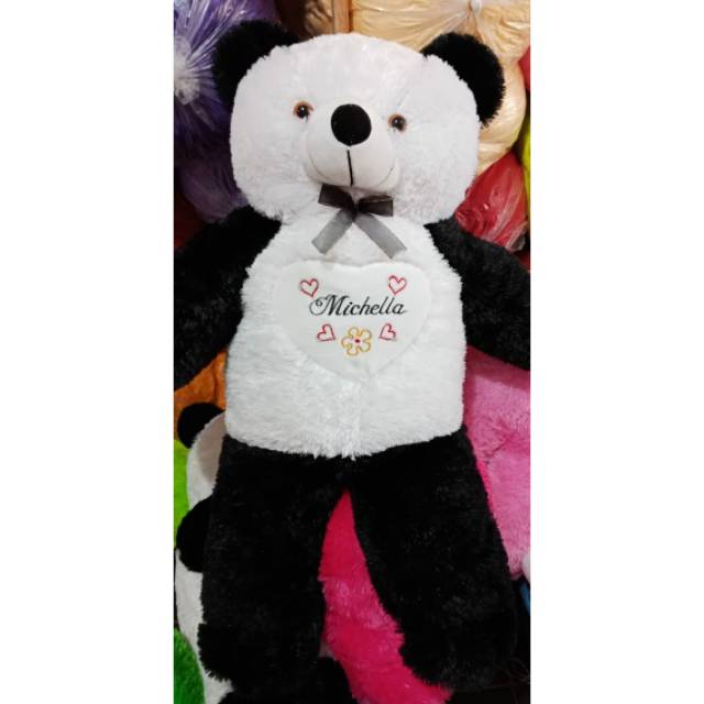 Boneka panda jumbo bordir nama tempel ukuran 1 meter berat 3 kg bagus