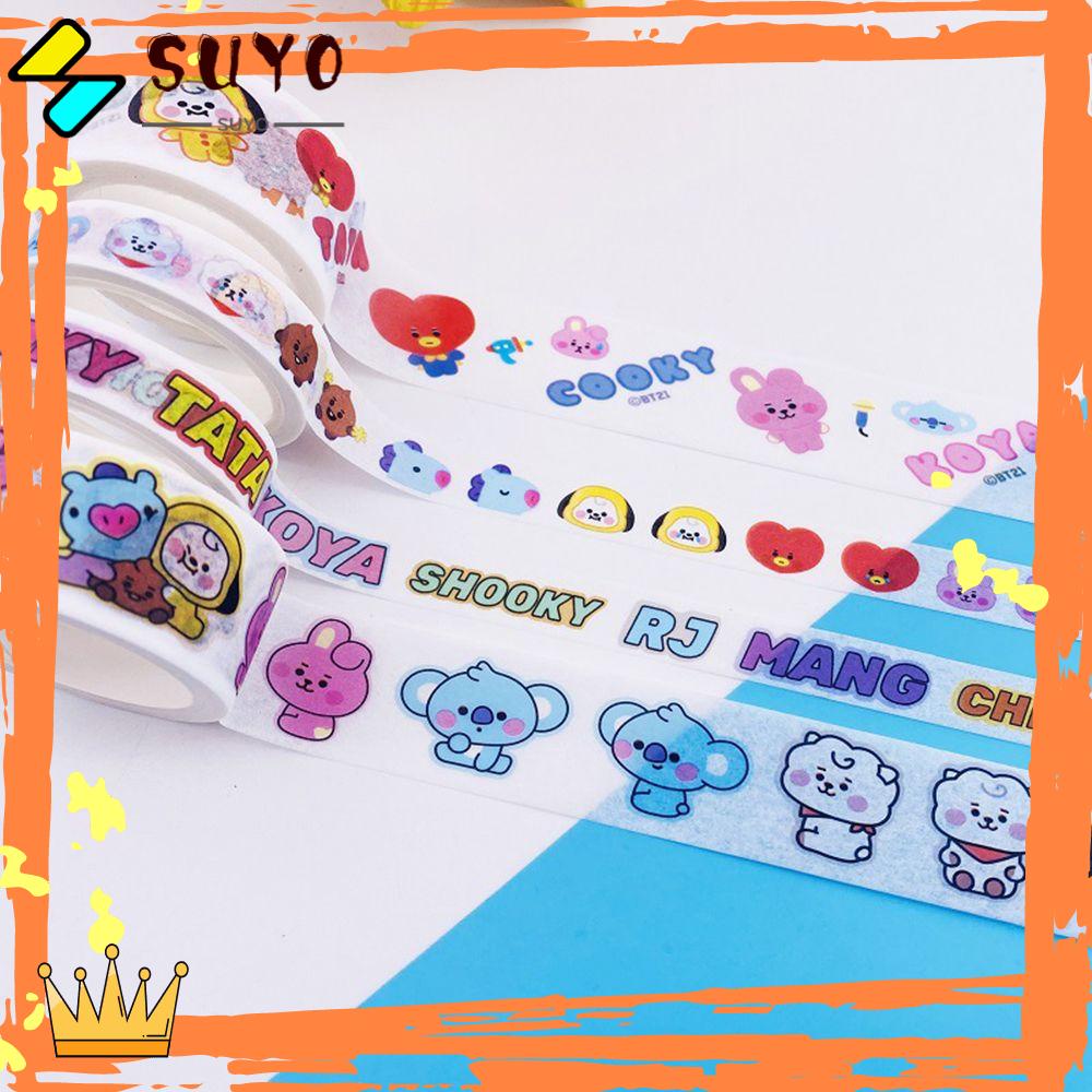 Suyo Stiker Kertasselotip Washi Gambar Kartun BT21 Untuk Dekorasi Album Foto