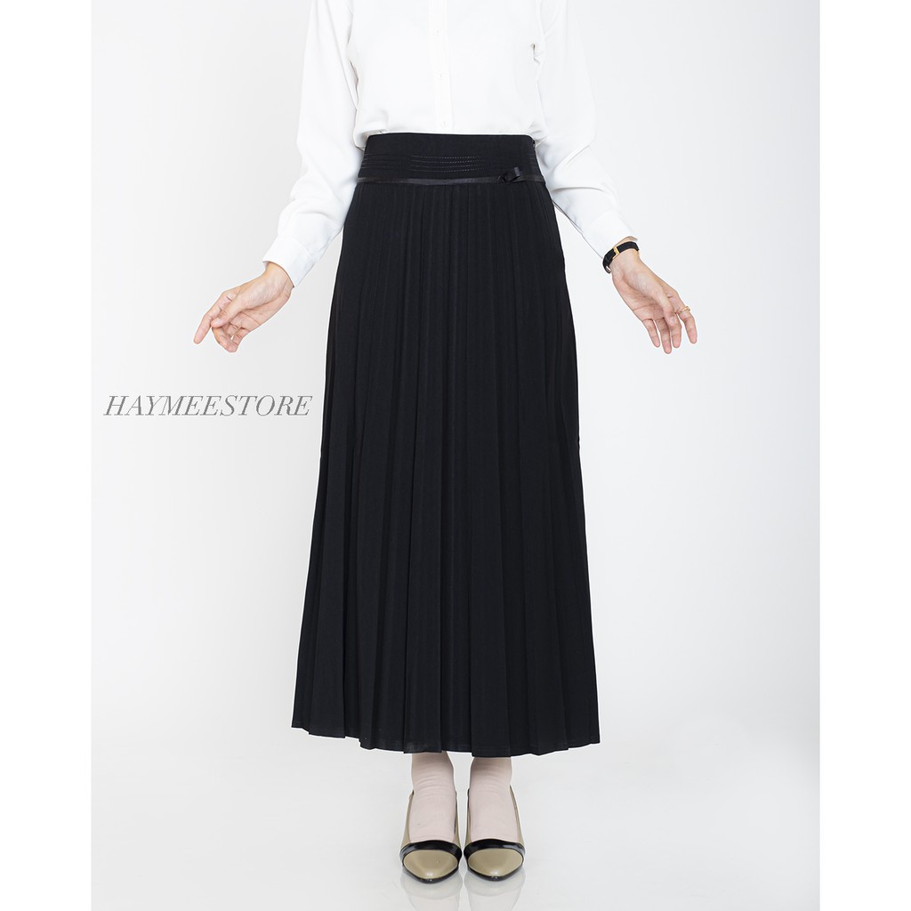 Rok Rempel Plisket Wanita Bahan Premium Span Korean Style Ukuran Jumbo S - 5L