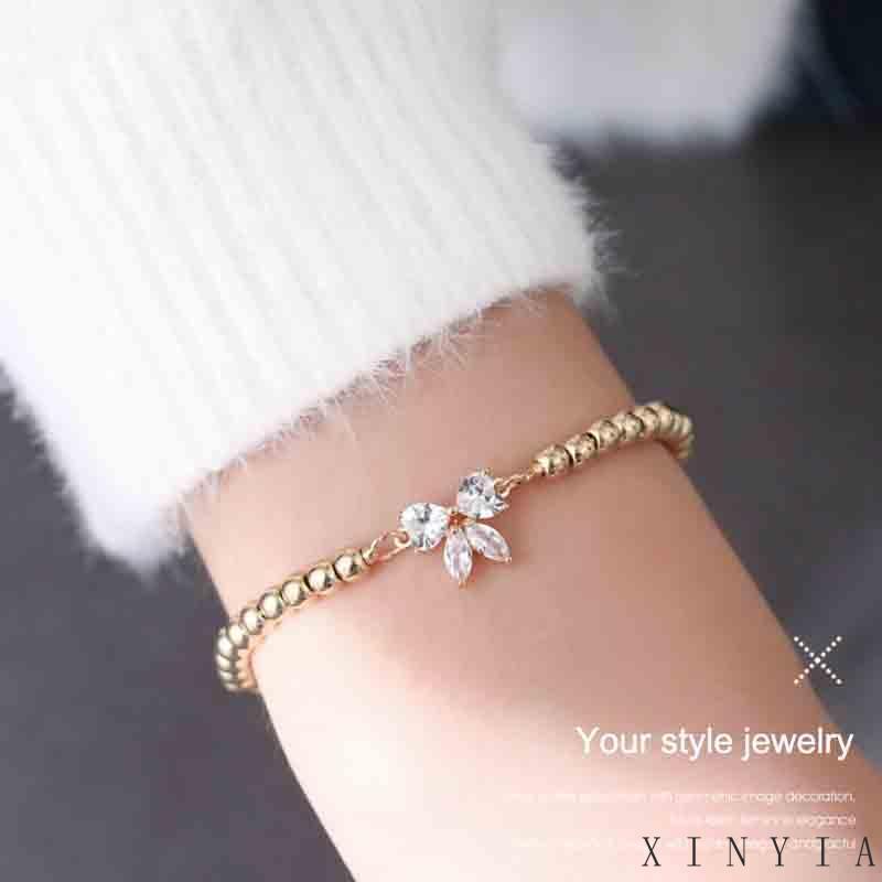 Xia.id Gelang Tangan Wanita Desain Pita Hias Zircon Mikro Adjustable