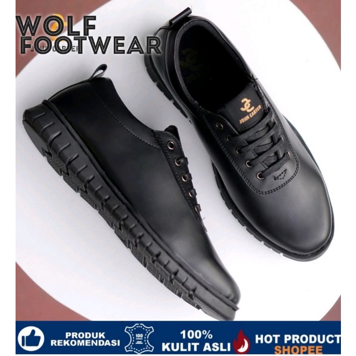 WOLF x JOHN SMITH Monday Oxford Full Black Sepatu Pantofel Pria Kasual Kerja Kuliah Kondangan Trendy