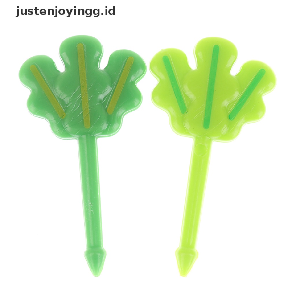 // justenjoyingg.id // 8pcs Fruit Vork Tandenstoker Bladeren Salade Tiny Vork Mini Cake Picks Voor kids ~