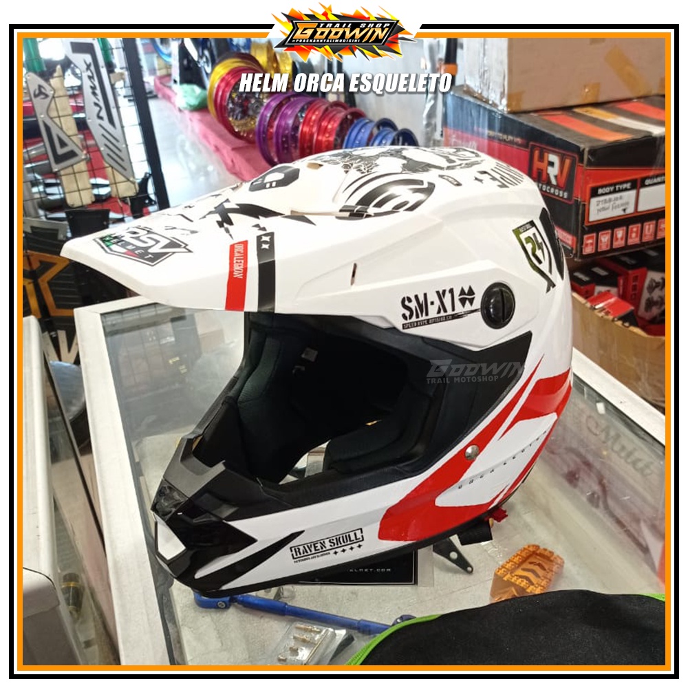 HELM Trail Motoross ORCA ESQUELETO Series New 2021 Limited Edition Putih Kuning Hitam Merah