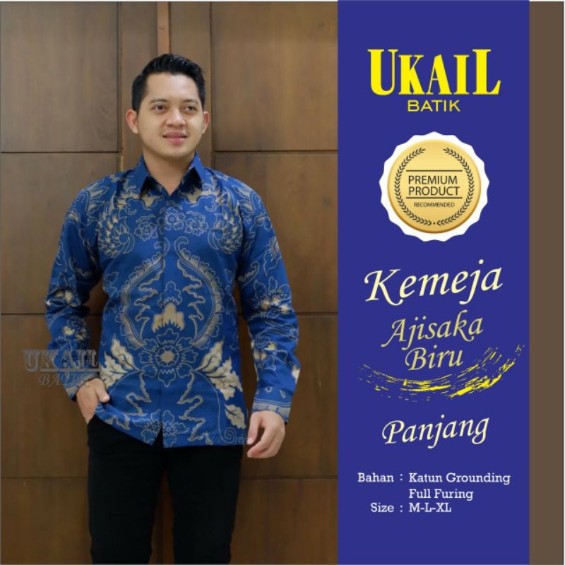 Kemeja Batik Panjang Warna Biru Batik Lengan Panjang Warna Biru Terbaru AJISAKA BIRU Batik