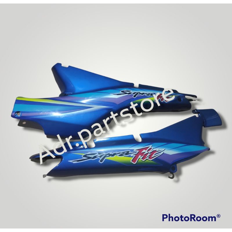 Cover Body + Bok Aki Supra Fit lama / Supra X lama Warna Biru Plus Sticker Full Set