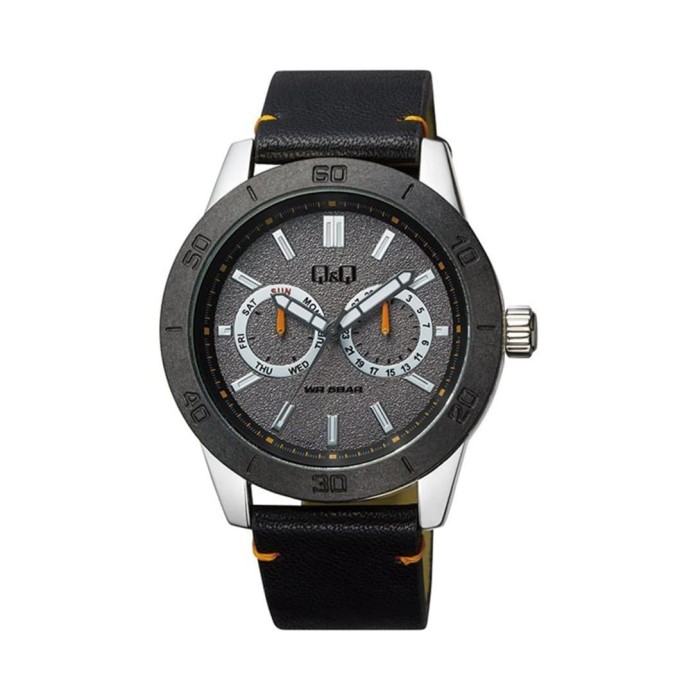 [COD] Jam Tangan Pria Q&Q QQ Analog Strap Kulit Hitam AA34J302Y Original KEREN GARANSI KADO TERBARU