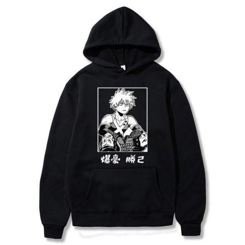 jaket distro sweater Hoodie anak terbaru anime bakugou katsuki black/GLA STORE