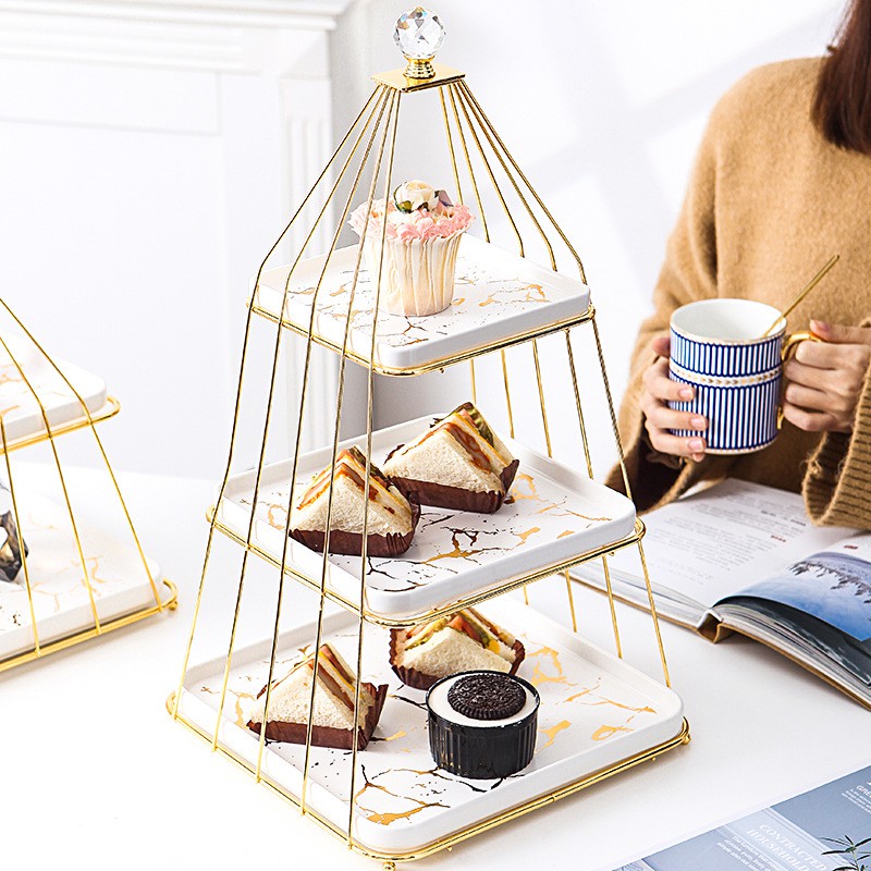 HDB#SB3T Tray Persegi / Tray Cake TINGKAT / Tray Tea Time / Tray Sangkar Tingkat / Tray Dekorasi