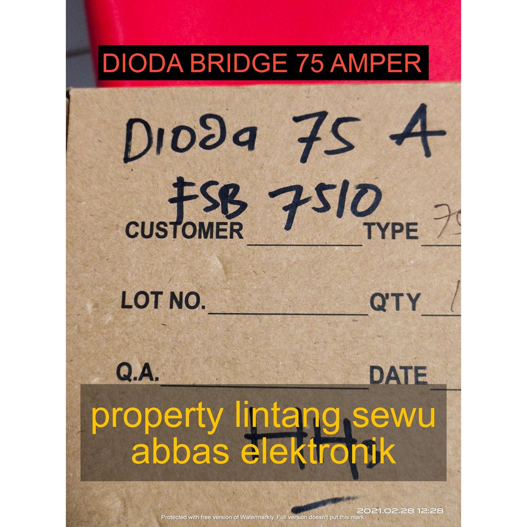 DIODA BRIDGE KOTAK 75 AMPER 75A FSB 7510A BODI ALUMINIUM