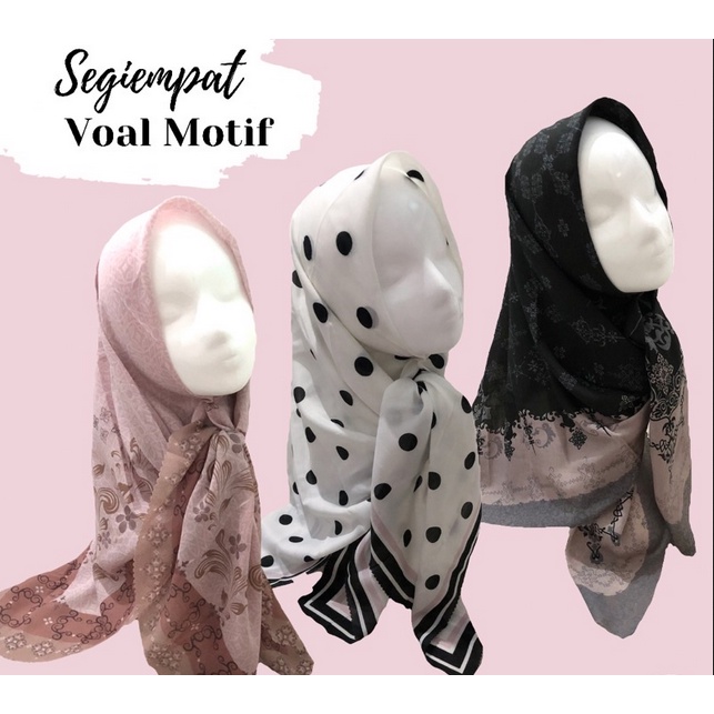 Godiva96 - SEGIEMPAT VOAL MOTIF PART 1 / HIJAB SEGI EMPAT / JILBAB ABSTRAK BUNGA MEDAN