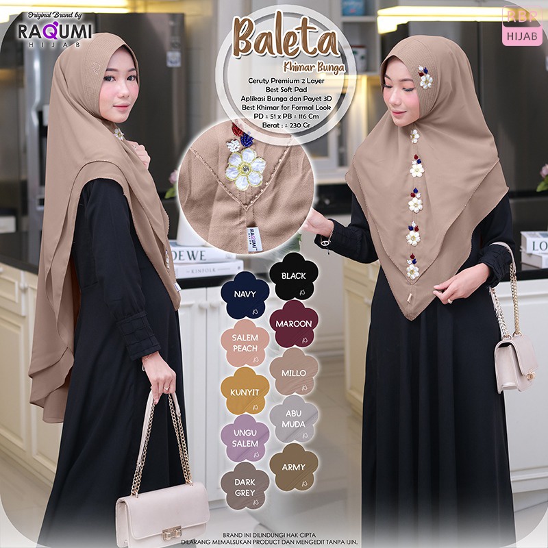Jilbab Instan Baleta Khimar Bunga Raqumi Hijab