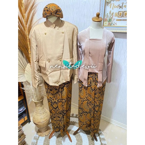 Sepasang Baju Adat Jawa - Solo / Nuansa Mocca, Motif Lengkap