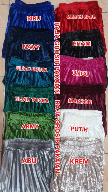 Rok Plisket Bludru Pendek 7/8 Premium / Bludru Velvet Premium