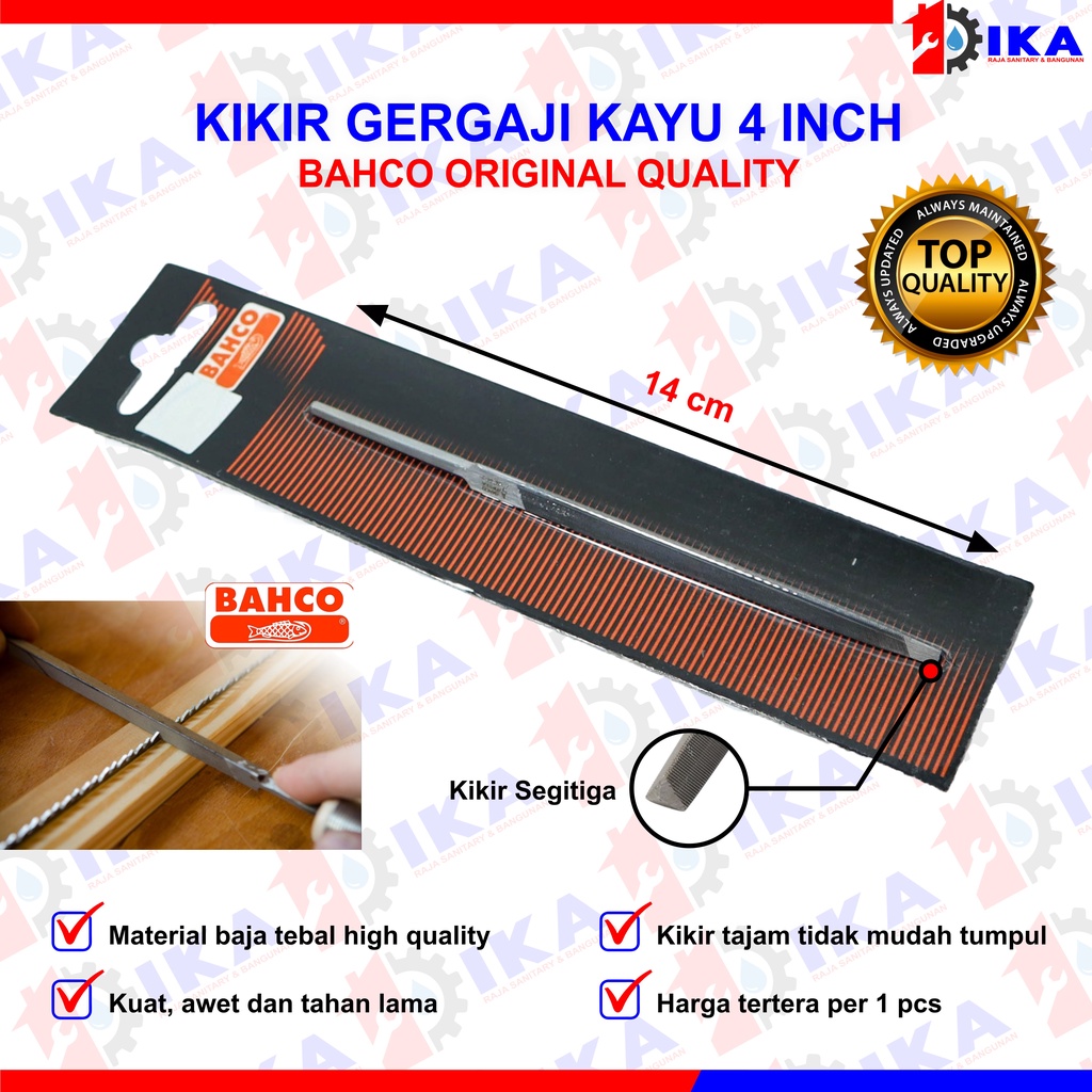 KIKIR BAHCO ASLI 100% / SEGITIGA PENGASAH ASAH ALAT UKIR 4&quot; KAYU BESI