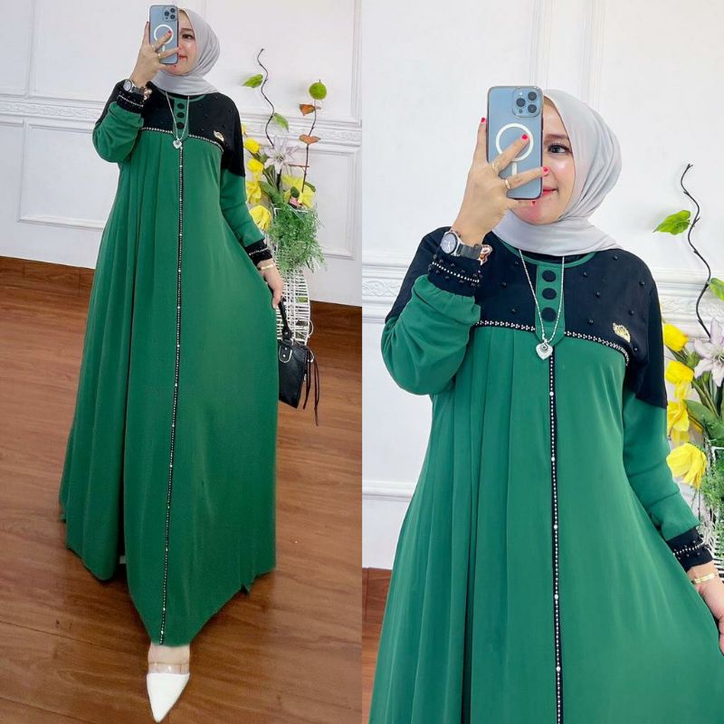 ALISHA MUSLIM FASHION DRESS CANTIK GAMIS CERUTY TERBARU GAMIS PESTA MEWAH  GAMIS CERUTY RENDA