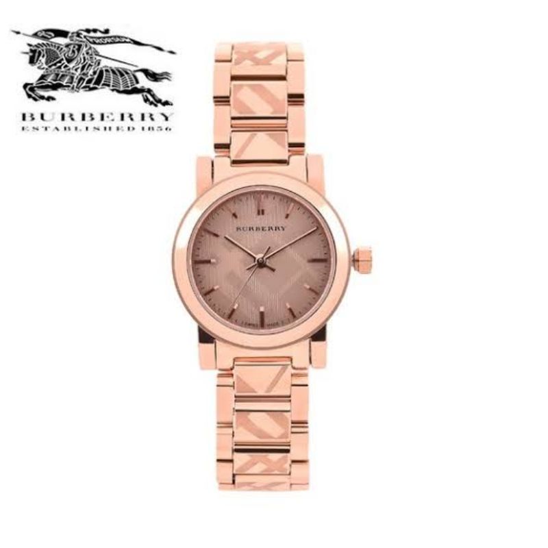 Jam Tangan Bur b e r r y Woman Watch Rosegold Stainless and Leather BU 9235